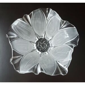 MIKASA Daisy Frosted & Clear‎ Art Glass Bowl Home Decor
